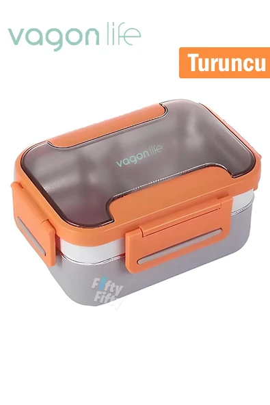 Bento Lunch Box Ofis-Okul İçin Yeni Nesil Sefer Tası 2 Kat 3 Bölme Paslanmaz Çelik FF20182 ürün görseli 1