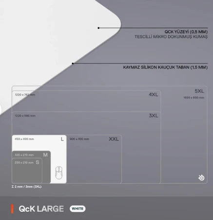 (OUTLET) SteelSeries Large Gaming Oyuncu mousepad beyaz - Resim 3