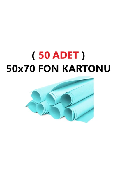 TİFOYS ( 50 Adet ) 50x70 Cm Açık Mavi Renkli Fon Kartonu Rulo Canlı Renk Büyük Boy Anaokulu Kreş Okul ürün görseli 1