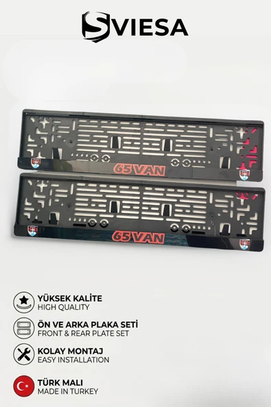65 Van Kabartma Yazılı Plakalık Seti - Ön Arka Plaka Altlığı - Araca Özel Aksesuar 2 Adet ürün görseli 1