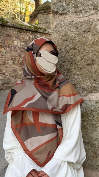 Pamuklu Soft Rânâ Desen Eşarp-Taba - Resim 6