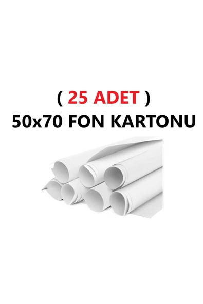 TİFOYS ( 25 Adet ) 50x70 Cm Beyaz Renkli Fon Kartonu Rulo Canlı Renk Büyük Boy Anaokulu Kreş Okul ürün görseli 1