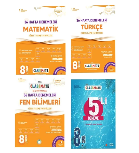 8. Sınıf Classmate 36 Hafta Türkçe- Matematik - Fen Bilimleri Denemeleri Ve 5'li Deneme ürün görseli 1