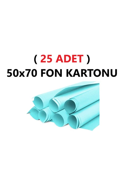 TİFOYS ( 25 Adet ) 50x70 Cm Açık Mavi Renkli Fon Kartonu Rulo Canlı Renk Büyük Boy Anaokulu Kreş Okul ürün görseli 1