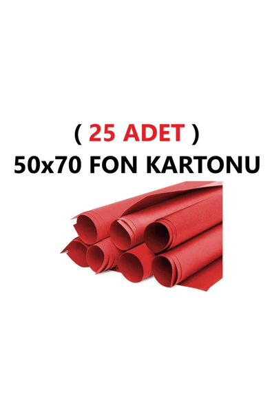 TİFOYS ( 25 Adet ) 50x70 Cm Kırmızı Renkli Fon Kartonu Rulo Canlı Renk Büyük Boy Anaokulu Kreş Okul ürün görseli 1