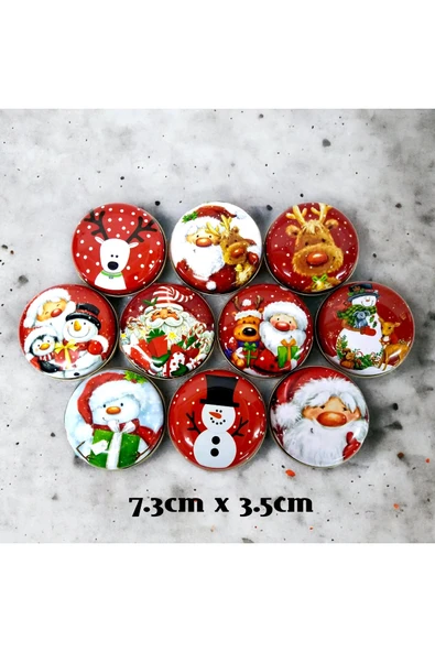 Yeni Yıl Desenli Metal Kutu - Yıl Başı Noel Hediyelik Ve Takı - Mum Kutusu 5 Adet ürün görseli 1