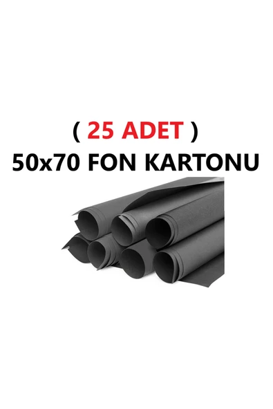 TİFOYS ( 25 Adet ) 50x70 Cm Siyah Renkli Fon Kartonu Rulo Canlı Renk Büyük Boy Anaokulu Kreş Okul ürün görseli 1
