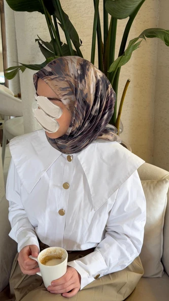 Pamuklu Soft Lara Desen Eşarp-Antrasit - Resim 5