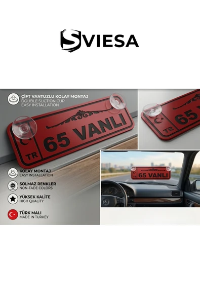 Vanlı Aksesuar Vantuzlu Araç Ön Cam Plakası - 65 Vanlı Şehir Yazısı Hediyelik Oto Aksesuar ürün görseli 1