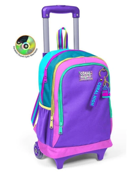 Coral High Pembe Pastel Renkli Çekçekli Okul Çantası 23959 ürün görseli 1