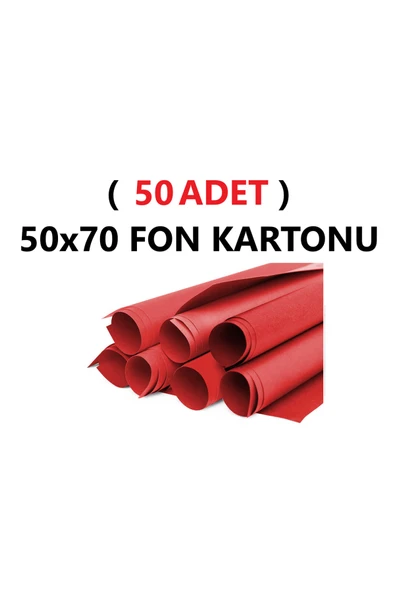 TİFOYS ( 50 Adet ) 50x70 Cm Kırmızı Renkli Fon Kartonu Rulo Canlı Renk Büyük Boy Anaokulu Kreş Okul ürün görseli 1
