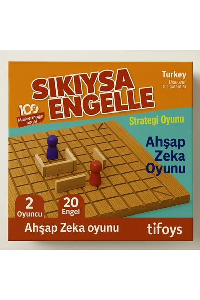 TİFOYS Sıkıysa Engelle Strateji Oyunu – Ahşap Zeka Oyunu – 2 Kişilik Taktik Oyunu ürün görseli 1