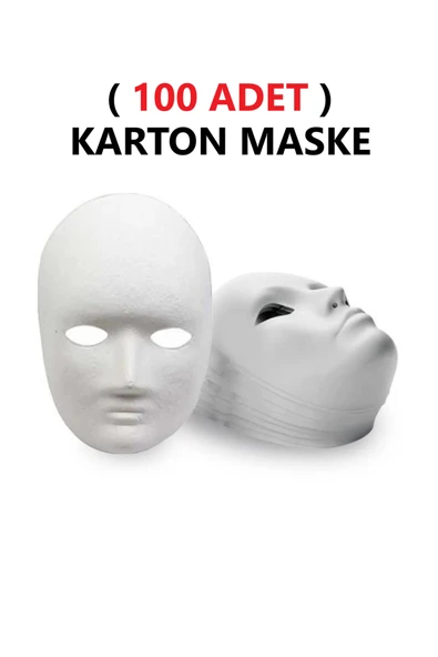 TİFOYS 100 Adet, Karton Maske, Boyanabilir, Eğitici Maske Boyama, Etkinlik Ve Hobi Maskesi ürün görseli 1