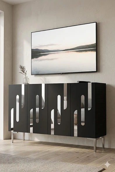 KA1229AS ECE Konsol ve Tv Sehpası Antrasit-Silver 120cm ürün görseli 1