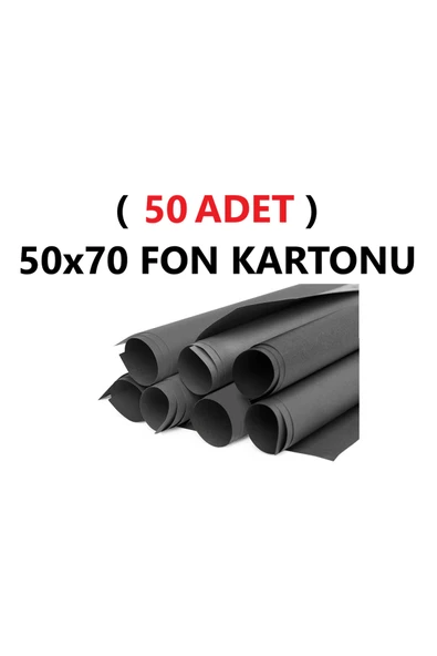 TİFOYS ( 50 Adet ) 50x70 Cm Siyah Renkli Fon Kartonu Rulo Canlı Renk Büyük Boy Anaokulu Kreş Okul ürün görseli 1