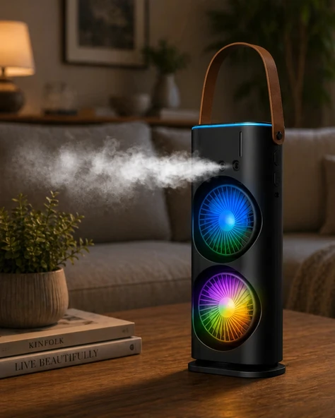 Çift Fanlı Nemlendiricili Masaüstü Soğutucu Usb Girişli Sessiz Serinletici ürün görseli 1