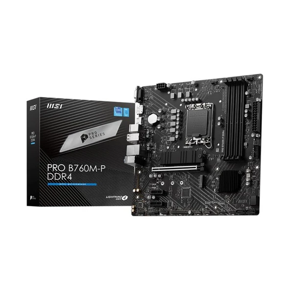 MSI PRO B760M-P DDR4 4600MHZ 1XHDMI 1XDP 2XM.2 USB 3.2 ATX 1700P (12. / 13. VE 14. NESİL İŞLEMCİ UYUMLU) ürün görseli 1