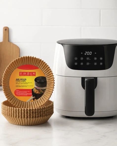 100 Adet Airfryer Kağıdı Su Geçirmez Yağ Tutmaz Pişirme Altlığı ürün görseli 1