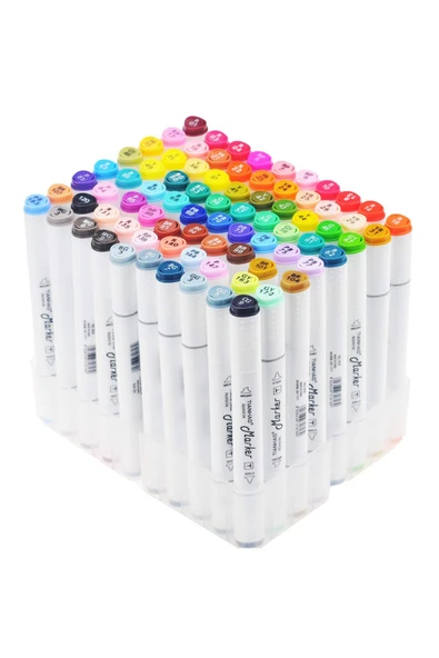 TİFOYS 80 Li Set Çift Taraflı Marker Kalem Seti Plastik Çantalı ürün görseli 1