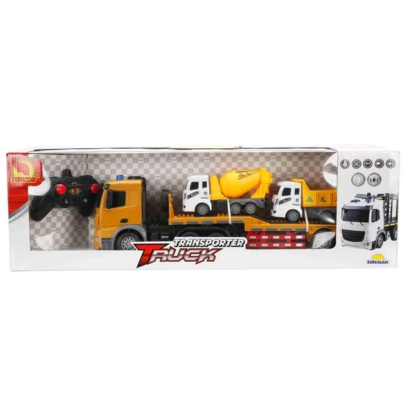 1:18 Suncon Sesli ve Işıklı USB Şarjlı Uzaktan Kumandalı Taşıyıcı Kamyon 50 cm S00004326 ürün görseli 1