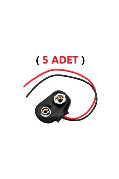 TİFOYS ( 5 Adet ) - 9V Pil Başlığı 9 Volt Pil Yuvası Pil Yatağı  - T Model ürün görseli 1