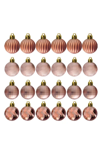 TİFOYS Bronz Lüks Yılbaşı Çam Ağaç Süsleme Seti 24'lü - 4 cm Dekor Süs ürün görseli 1