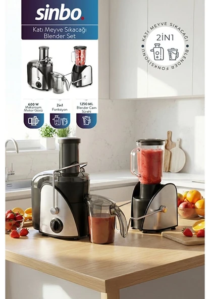 Sinbo SJ-3195 Katı Meyve Sıkacağı Blender Seti ürün görseli 1