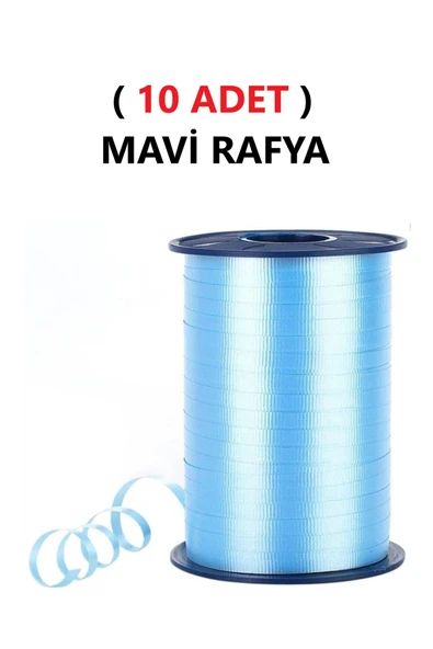 TİFOYS ( 10 Adet ) 200 Metre Rabant Mavi Rafya Şerit Kurdele ürün görseli 1