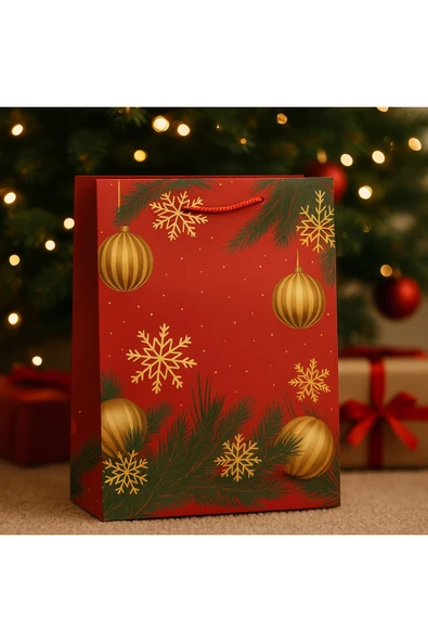 TİFOYS KIRMIZI YILBAŞI HEDİYE ÇANTASI 5 ADET – 20 x 30 x 9 cm ürün görseli 1