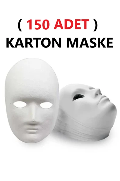 TİFOYS 150 Adet, Karton Maske, Boyanabilir, Eğitici Maske Boyama, Etkinlik Ve Hobi Maskesi ürün görseli 1