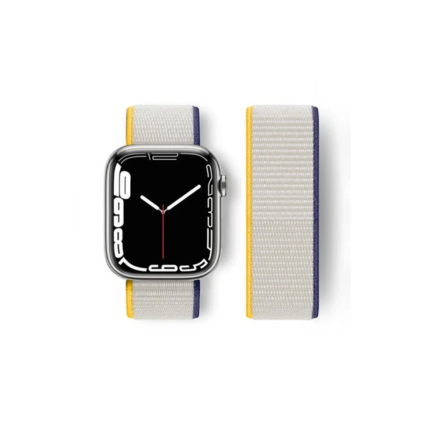 Watch 38mm Hasırlı Cırtcırtlı Kordon (saat Değildir) - Sarı-beyaz ürün görseli 1
