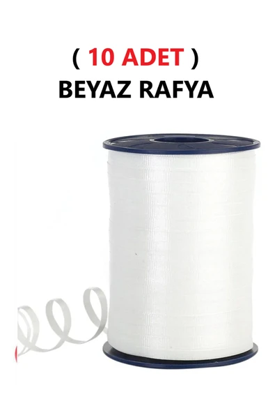 TİFOYS ( 10 Adet ) 200 Metre Rabant Beyaz Rafya Şerit Kurdele ürün görseli 1