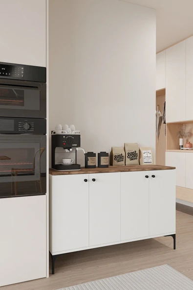 GaniHome Vento 4 Kapaklı Kahve Köşesi Mutfak Dolabı ve Konsolu ürün görseli 1