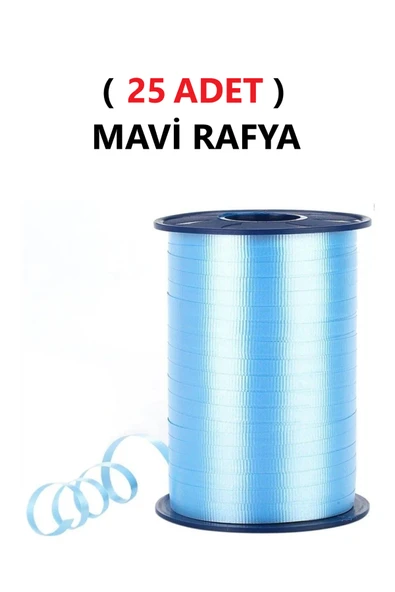 TİFOYS ( 25 Adet ) 200 Metre Rabant Mavi Rafya Şerit Kurdele ürün görseli 1