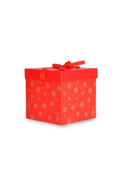 TİFOYS Yılbaşı Temalı Kırmızı Hediye Kutusu 15x15cm ürün görseli 1