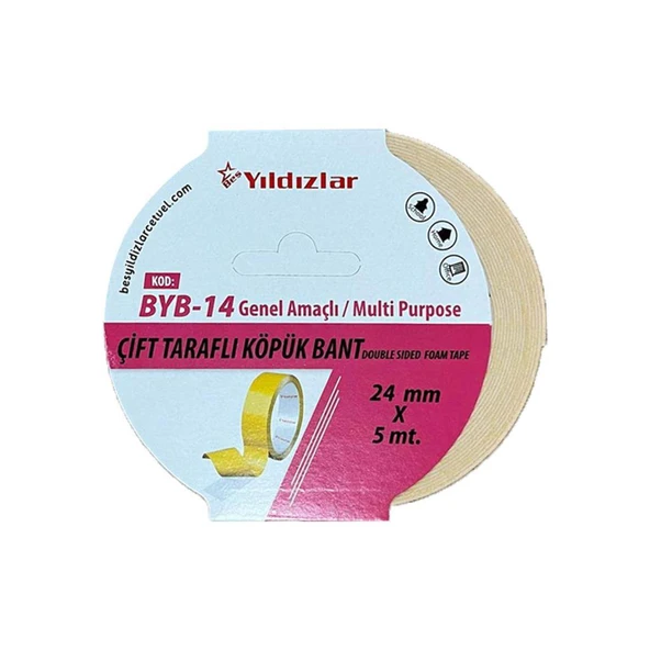 Yıldızlar BYB-14 Çift Taraflı Köpük Bant 24*5mt. ürün görseli 1