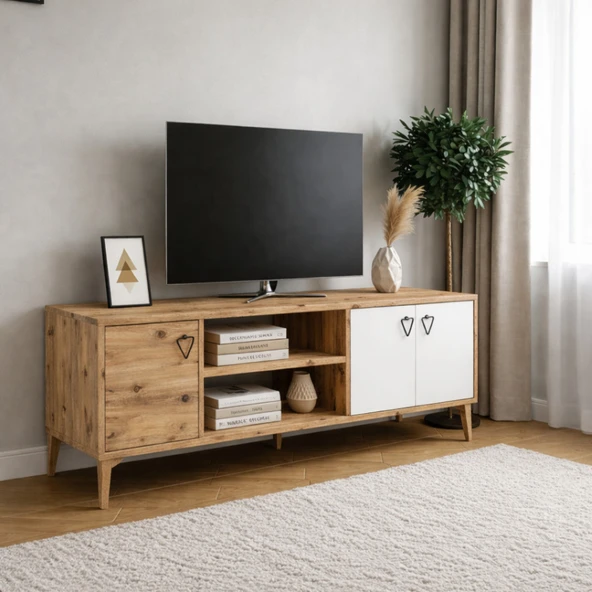Lusso Modern Ayaklı TV Ünitesi Alt Modül - Atlantik Çam ürün görseli 1