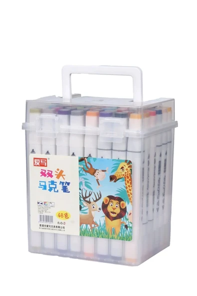 TİFOYS Çift Uçlu Marker Kalem Seti 48 li Özel Plastik Kutulu ürün görseli 1