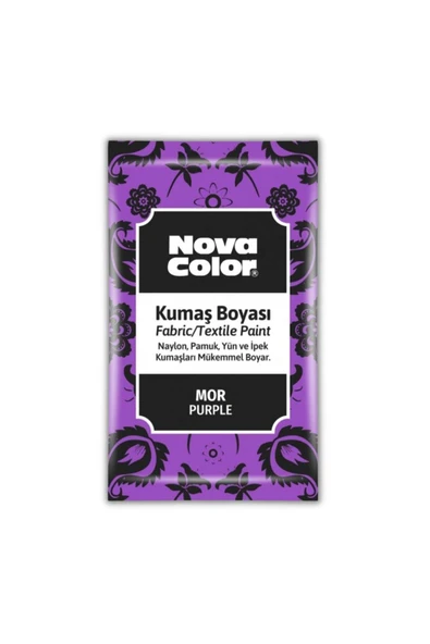 Nova Color Mor Kumaş Boyası Toz 12 gr 1 Adet Toz Kumaş Boyası Mor Kot Pantalon Gömlek Tişört Tekstil ürün görseli 1