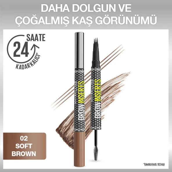 Maybelline New York Brow Insert Çift Uçlu Kaş Kalemi – 02 Soft Brown ürün görseli 1