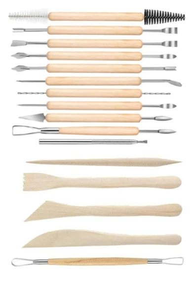 TİFOYS Seramik ve Çömlek Şekillendirme Seti Ebeşuar 16 Parça 1 Paket Kil Modelaj Modelleme Heykel Şekillend ürün görseli 1