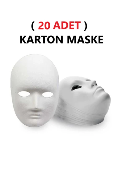 TİFOYS 20 Adet, Karton Maske, Boyanabilir, Eğitici Maske Boyama, Etkinlik Ve Hobi Maskesi ürün görseli 1