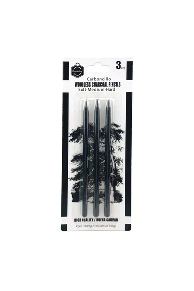 TİFOYS Odunsuz Kömür Kalemi, 3 Lü Set, Çizim Kalemi, Füzen, Eskiz Kalemi, Sanatsal ürün görseli 1
