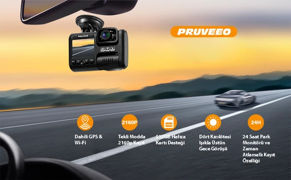 PRUVEEO D30 WI-FI 4K ARAC KAMERASI - Resim 3