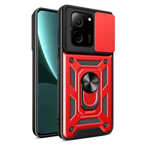 Mi 13t Pro Kılıf Pars Lens Yüzüklü - Kırmızı ürün görseli 1