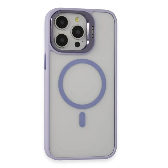 Joko 15 Pro Max Kılıf Lens Magsafe Standlı Kapak - Lila ürün görseli 1