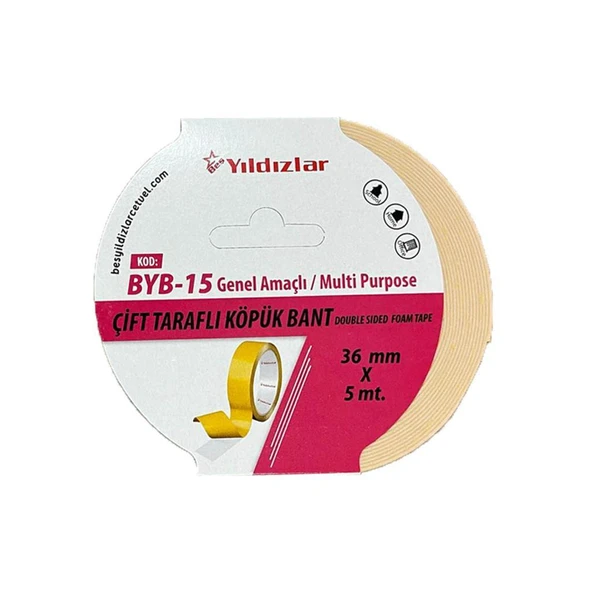 Yıldızlar  Byb-15 Çift Tarafli Köpük Bant 36 Mm*5 Mt ürün görseli 1
