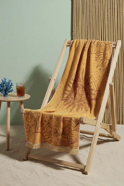 Sarı Sun %100 Pamuklu Plaj Havlusu 70x140 cm ürün görseli 1