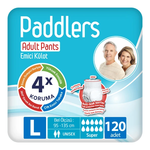 Paddlers Yetişkin Hasta Emici Külot Bez Large 120 Adet ürün görseli 1