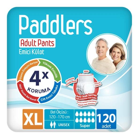 Paddlers Yetişkin Hasta Emici Külot Bez X-Large 120 Adet ürün görseli 1